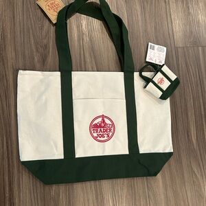 Saturday Deal-Trader Joe's Green Large Canvas bag+ Green Micro Canvas Bags Set